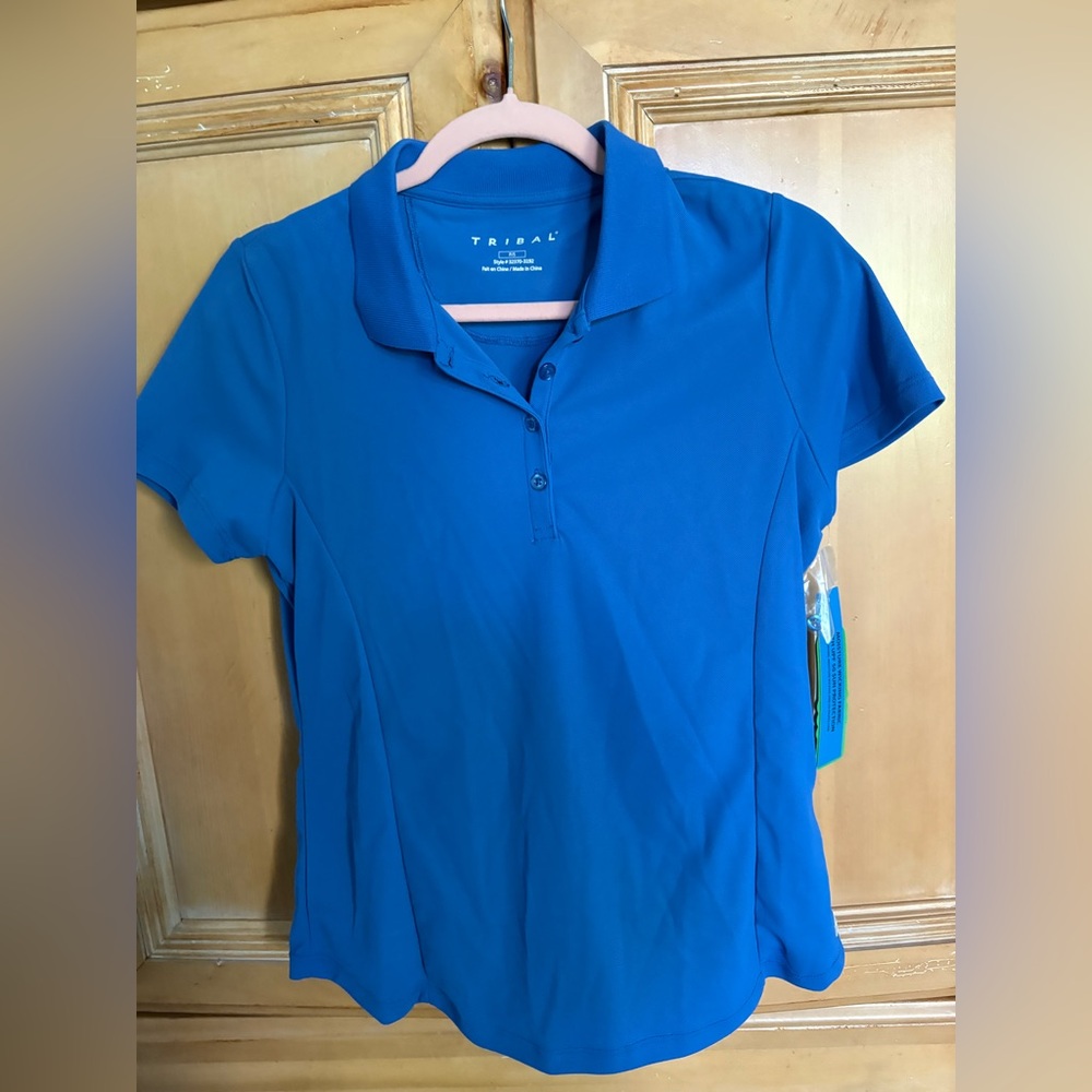 NWT Tribal Blue Polo Top | Short Sleeve | Performance Stretch - Picture 3 of 8
